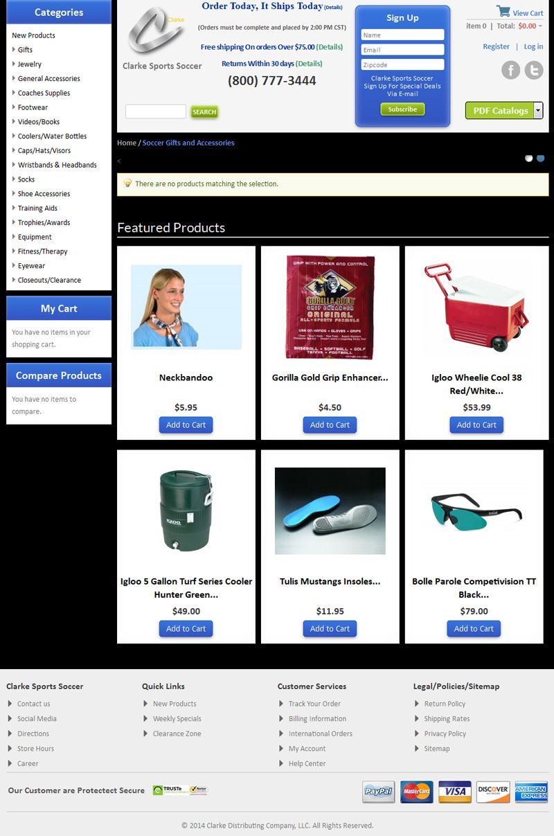 Soccer Sports website & e-commerce web development company